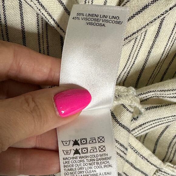 Lucky Brand Beige Linen Blend Short Sleeve Button-Up Shirt Size Small - Picture 5 of 9